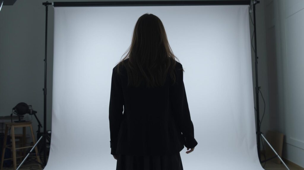 モデルが撮影スタジオでポーズをとっている画像