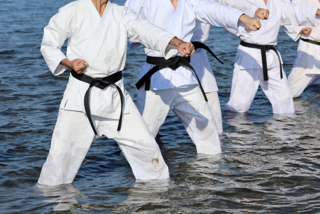 少林寺拳法の練習をしている画像