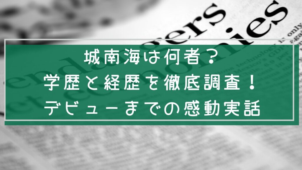 城南海の学歴や経歴を説明した画像