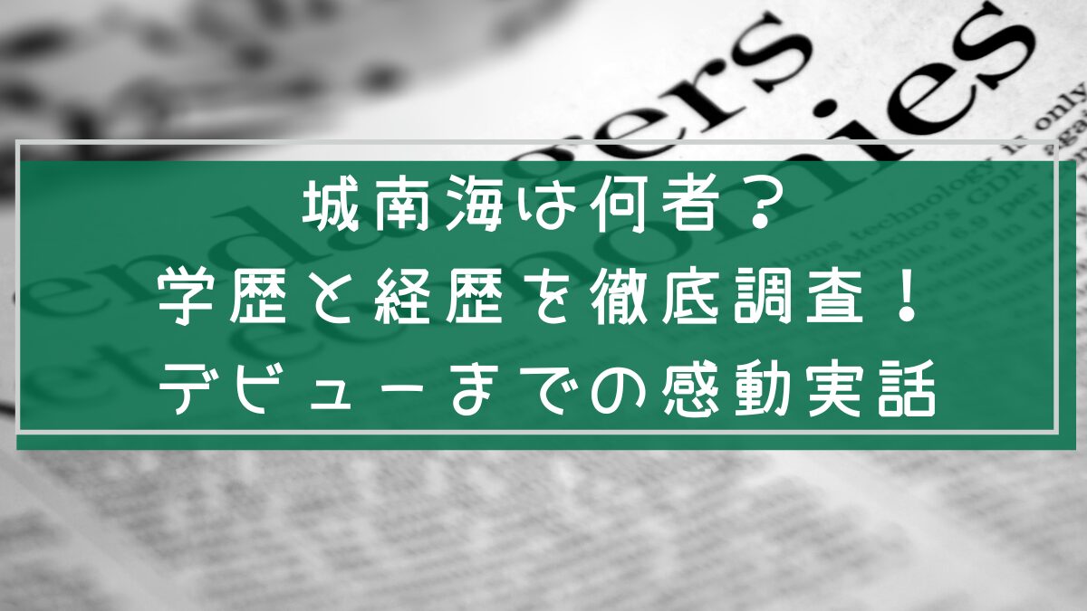 城南海の学歴や経歴を説明した画像