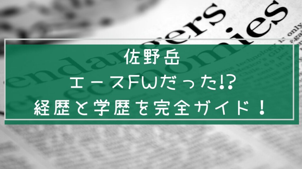 佐野岳の学歴と経歴を説明した画像