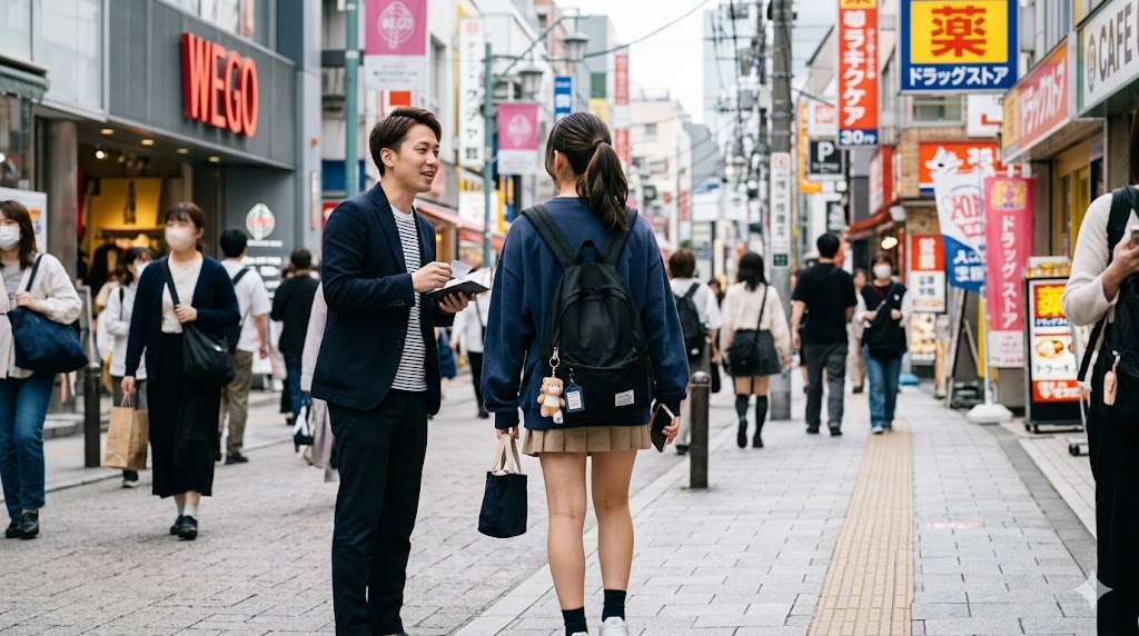 スカウトに声をかけられる女の子